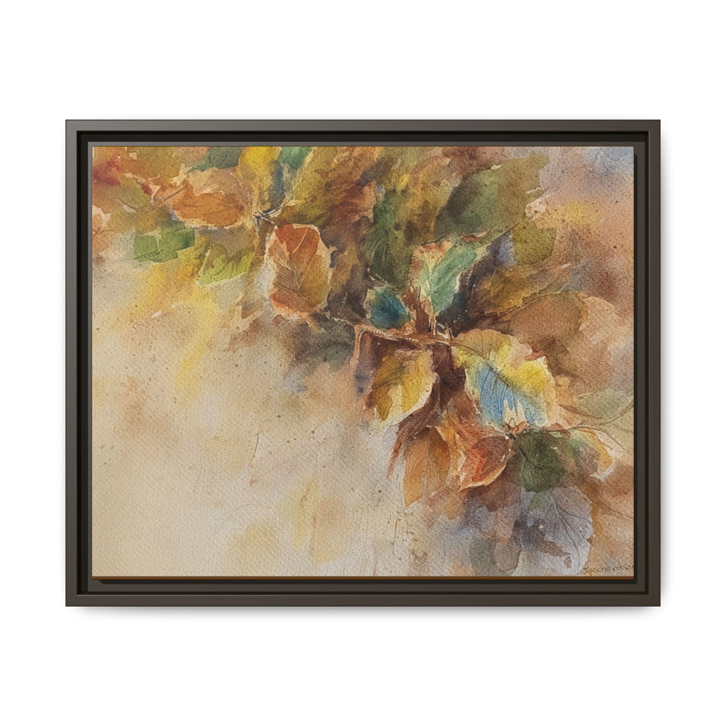 Framed  Autumn Leaves Matte Canvas Watercolor