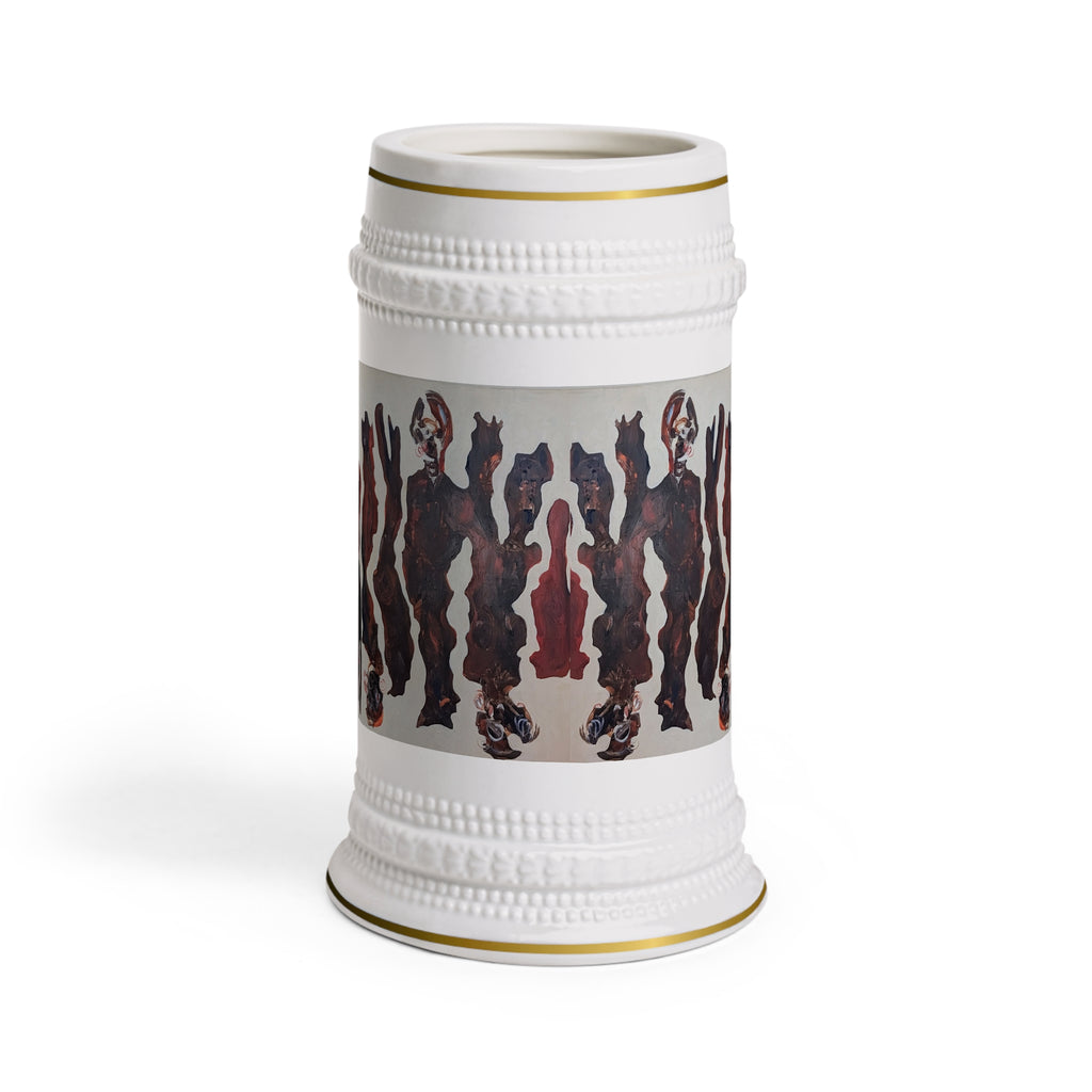 Abstract War Figures Beer Stein