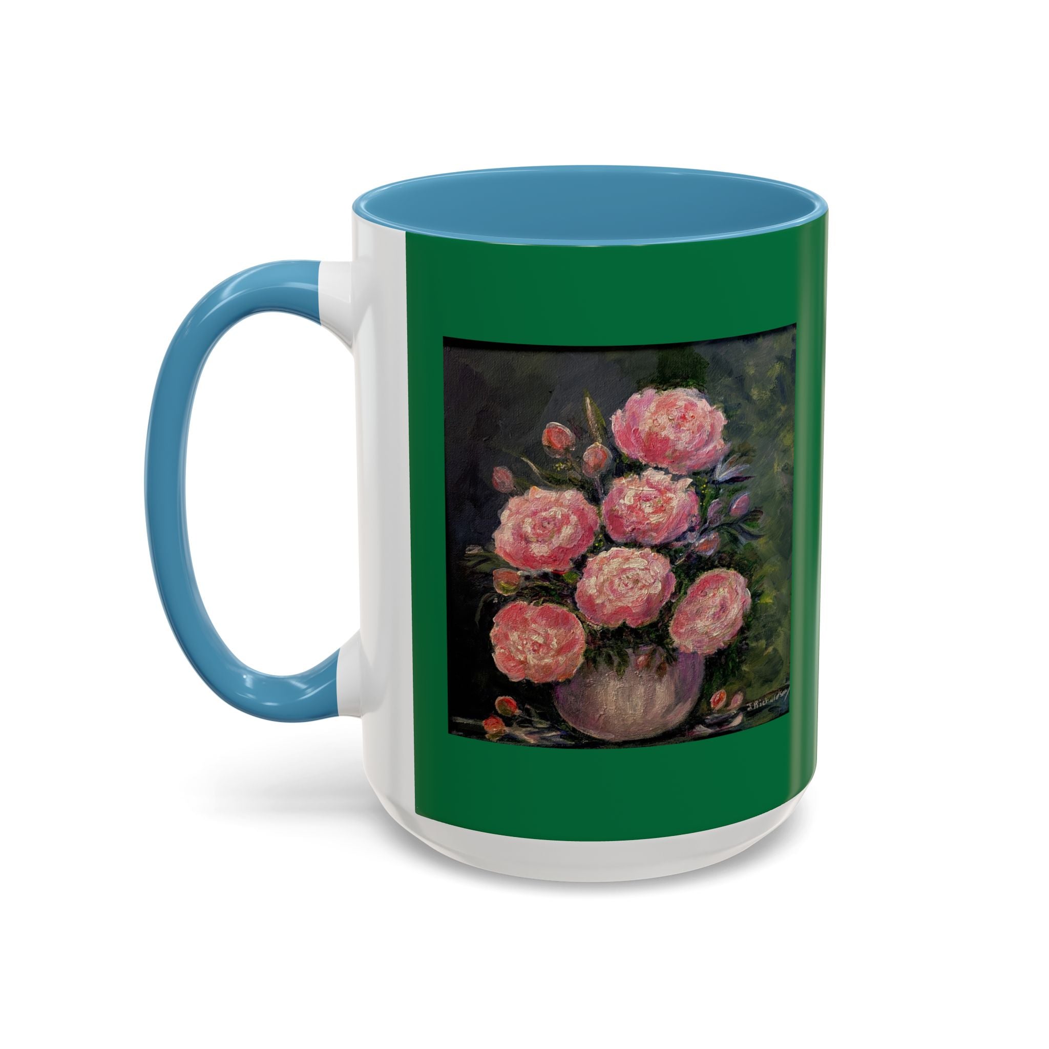 Pink Peony Bouquet Accent Coffee Mug — Floral Tea Cup for Garden Lovers