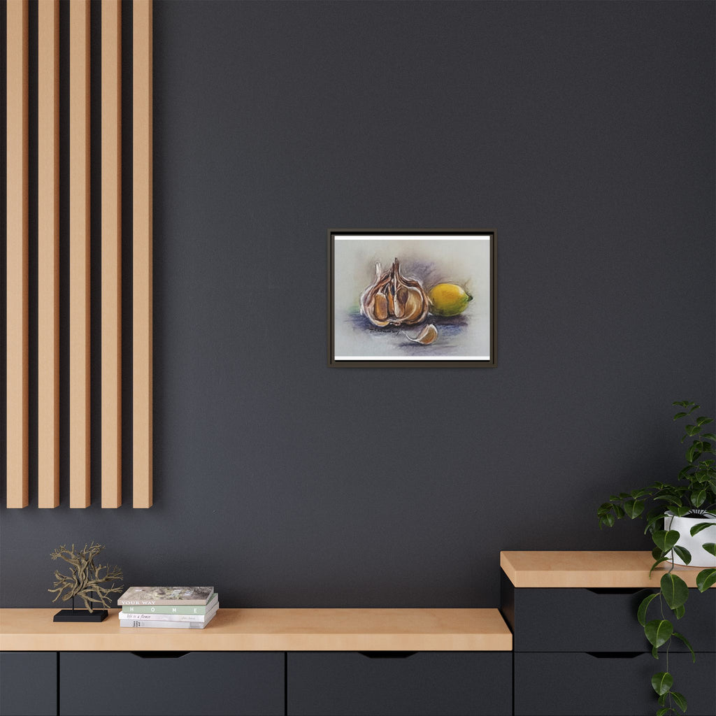 Garlic and Lemon Still Life Matte Canvas (Framed)