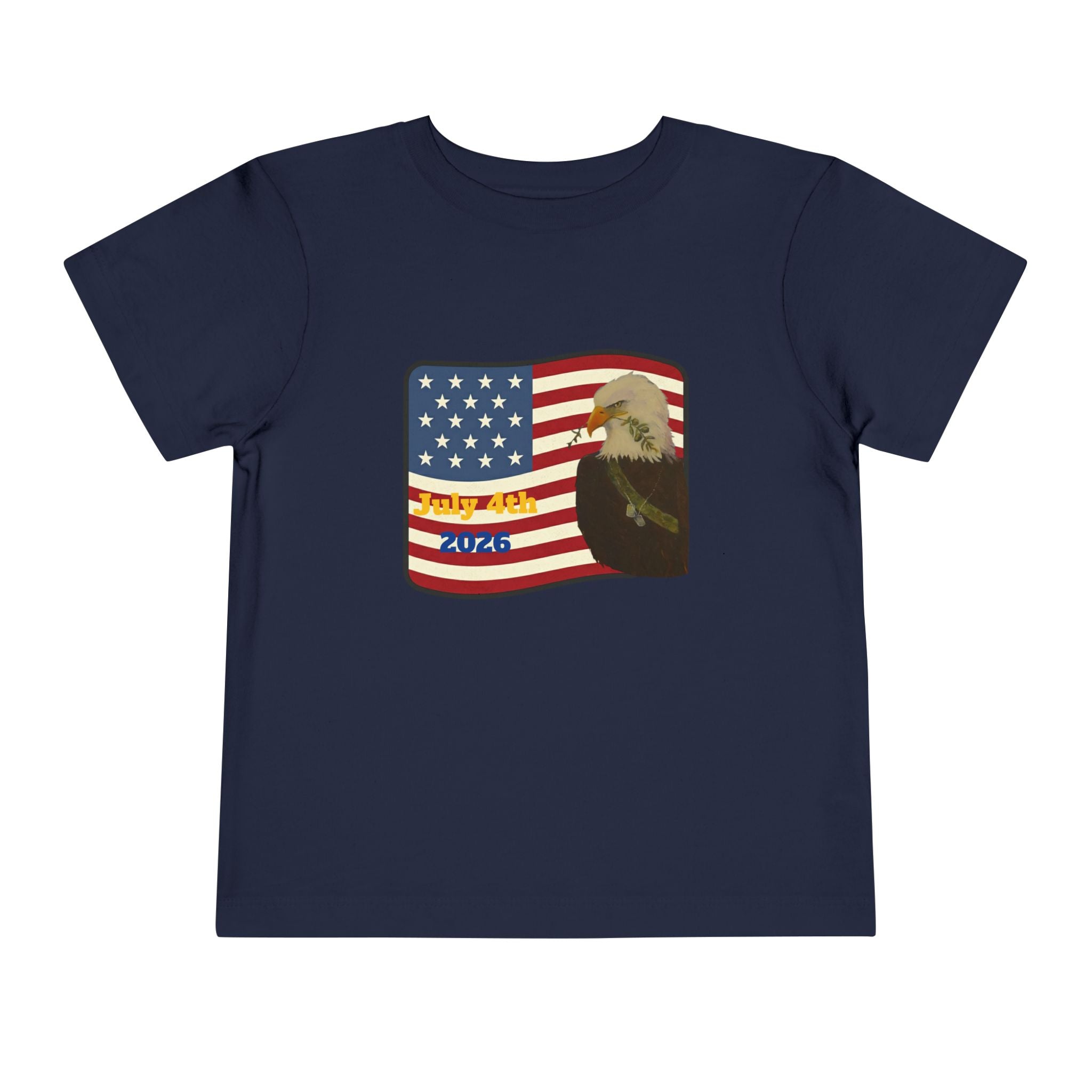 July 4th Toddler Tee —2T - 5T Patriotic Bald Eagle "USA 2026" Graphic
