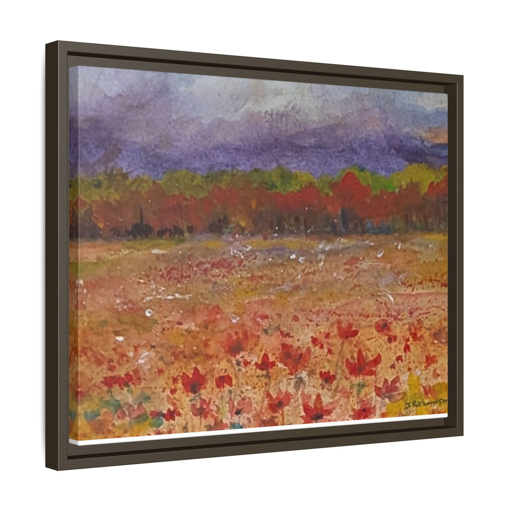 Framed Canvas Wall Art – Autumn Wildflower Meadow Landscape Painting