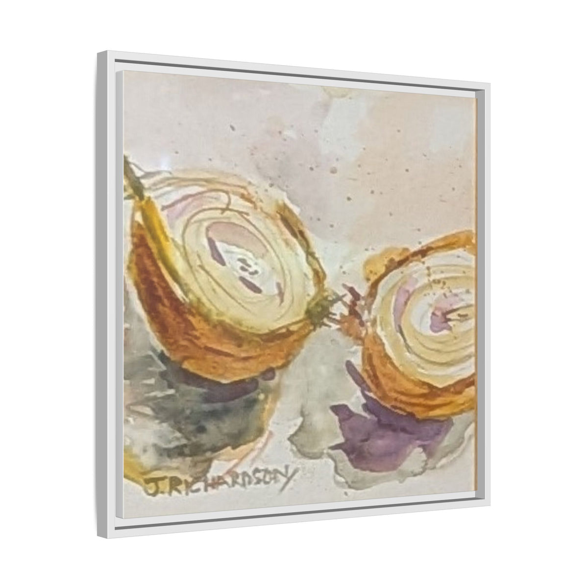 Onion Cut Watercolor Canvas Framed Wall Art | Matte Canvas, Framed