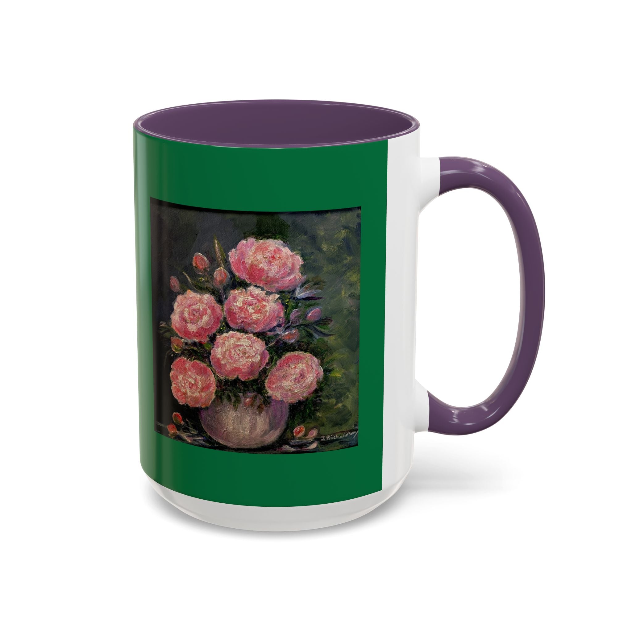 Pink Peony Bouquet Accent Coffee Mug — Floral Tea Cup for Garden Lovers