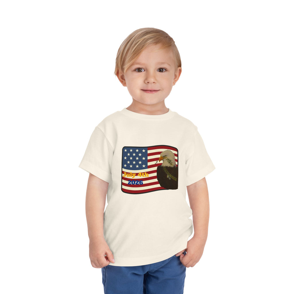 July 4th Toddler Tee —2T - 5T Patriotic Bald Eagle "USA 2026" Graphic