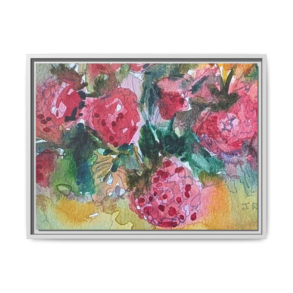 Raspberry Patch Still Life Framed Matte Canvas Print