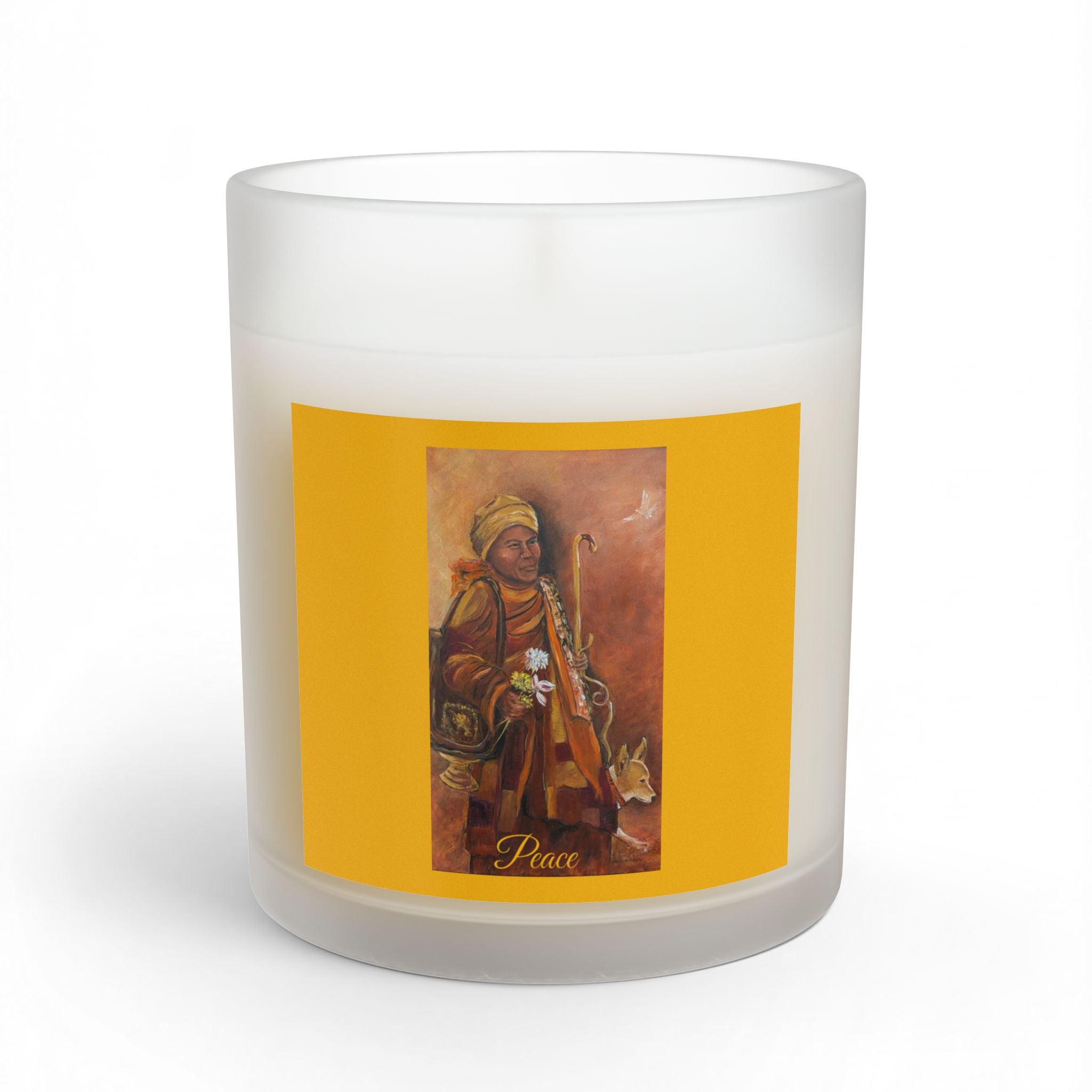 "Walk for Peace" Art Glass Candle — Warm Spiced Scented Decor, 11 oz