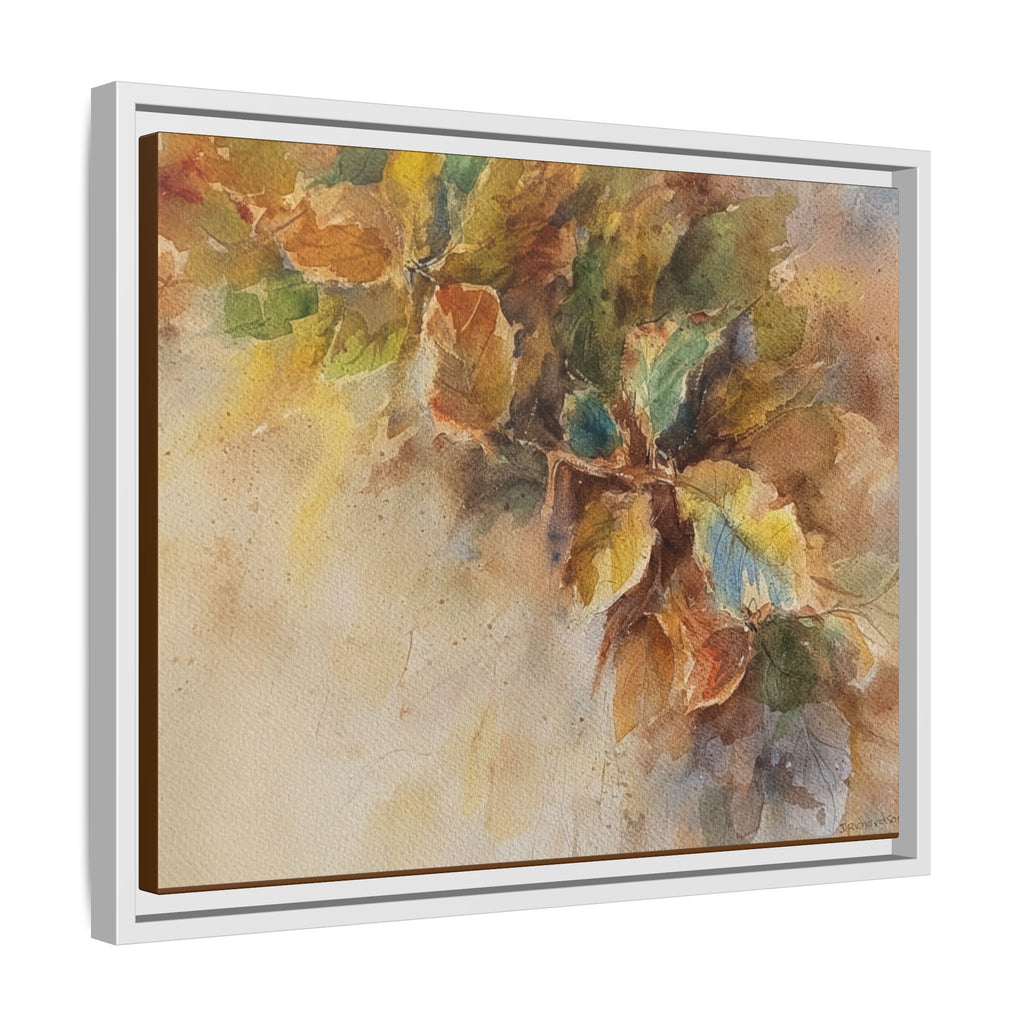 Framed  Autumn Leaves Matte Canvas Watercolor