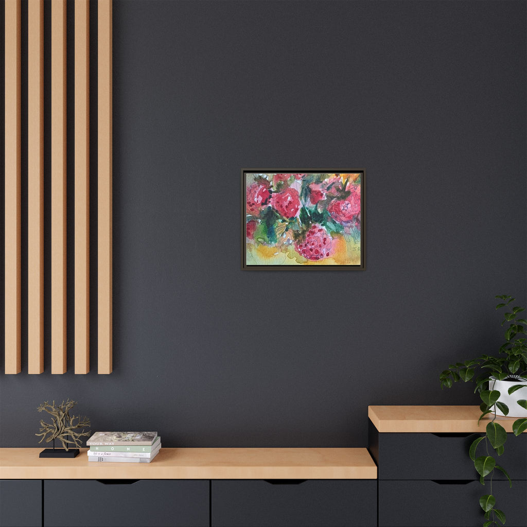 Raspberry Patch Still Life Framed Matte Canvas Print