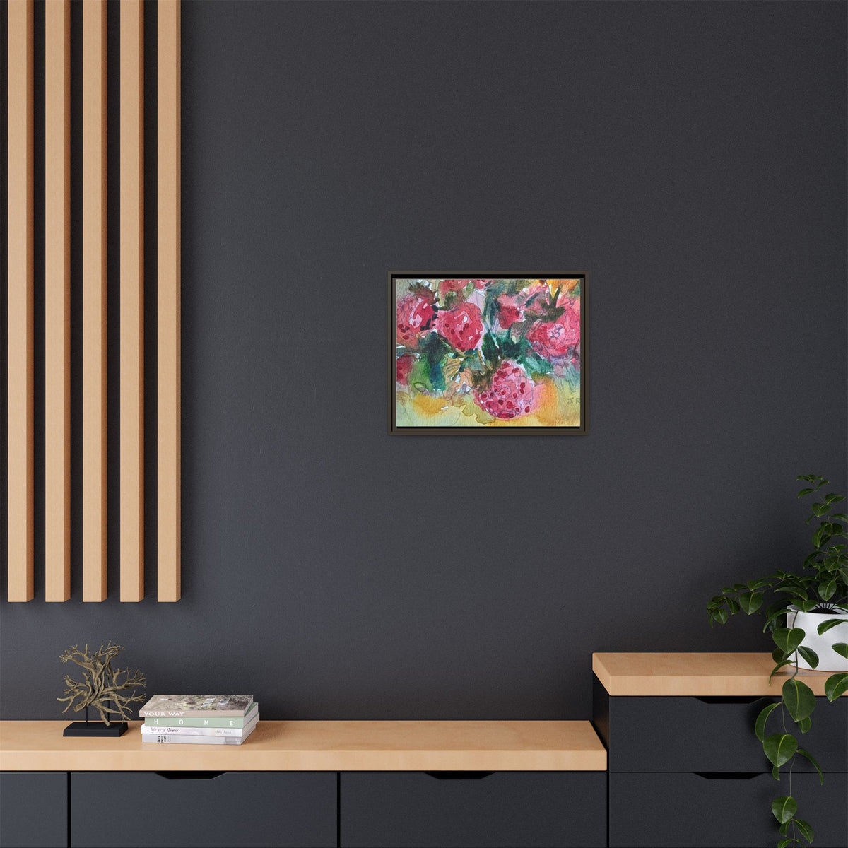 Raspberry Patch Still Life Framed Matte Canvas Print