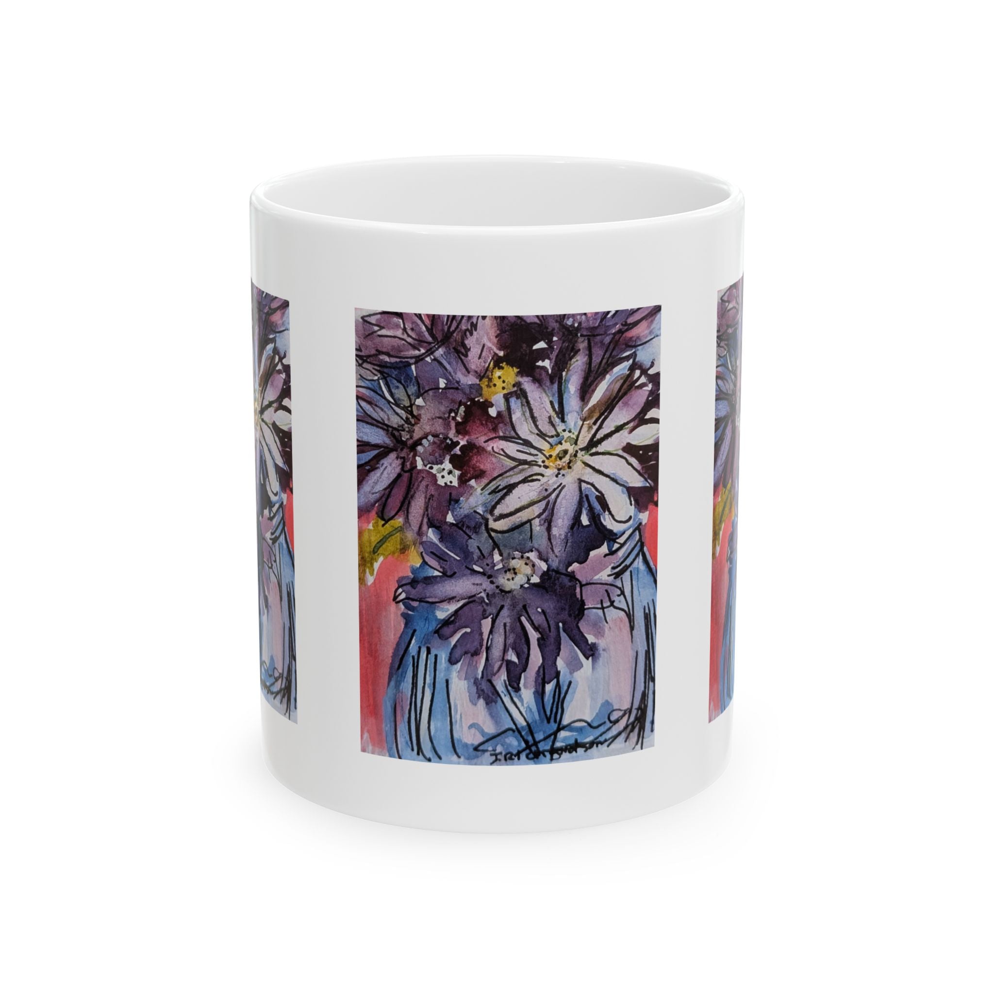 Mason jar with daisies, Ceramic Mug, (11oz, 15oz)