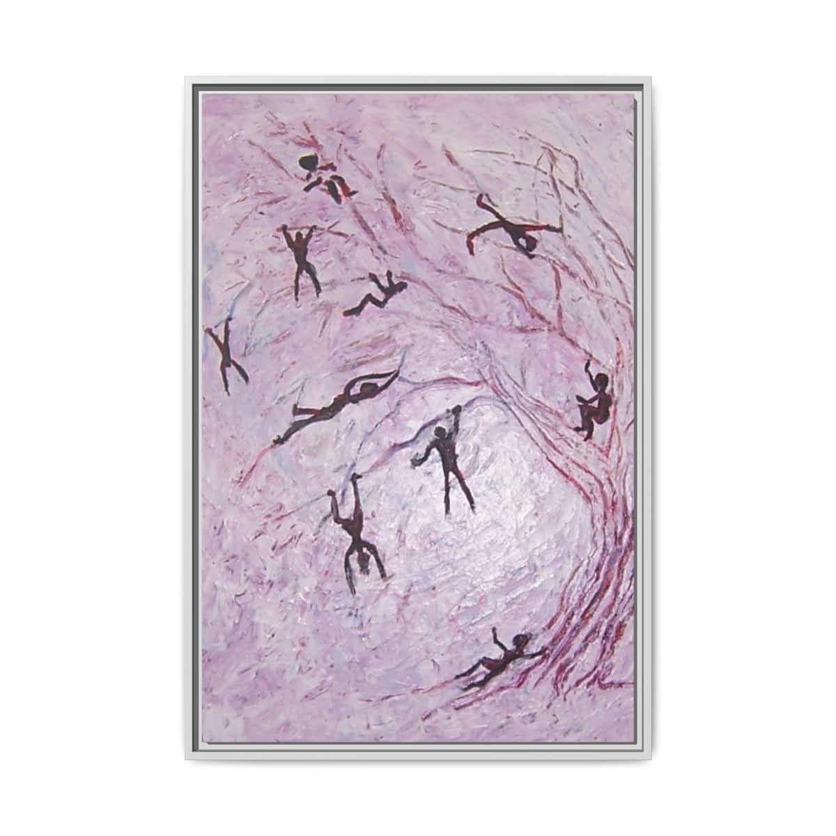 Abstract Falling Figures Matte Canvas Print (Framed)