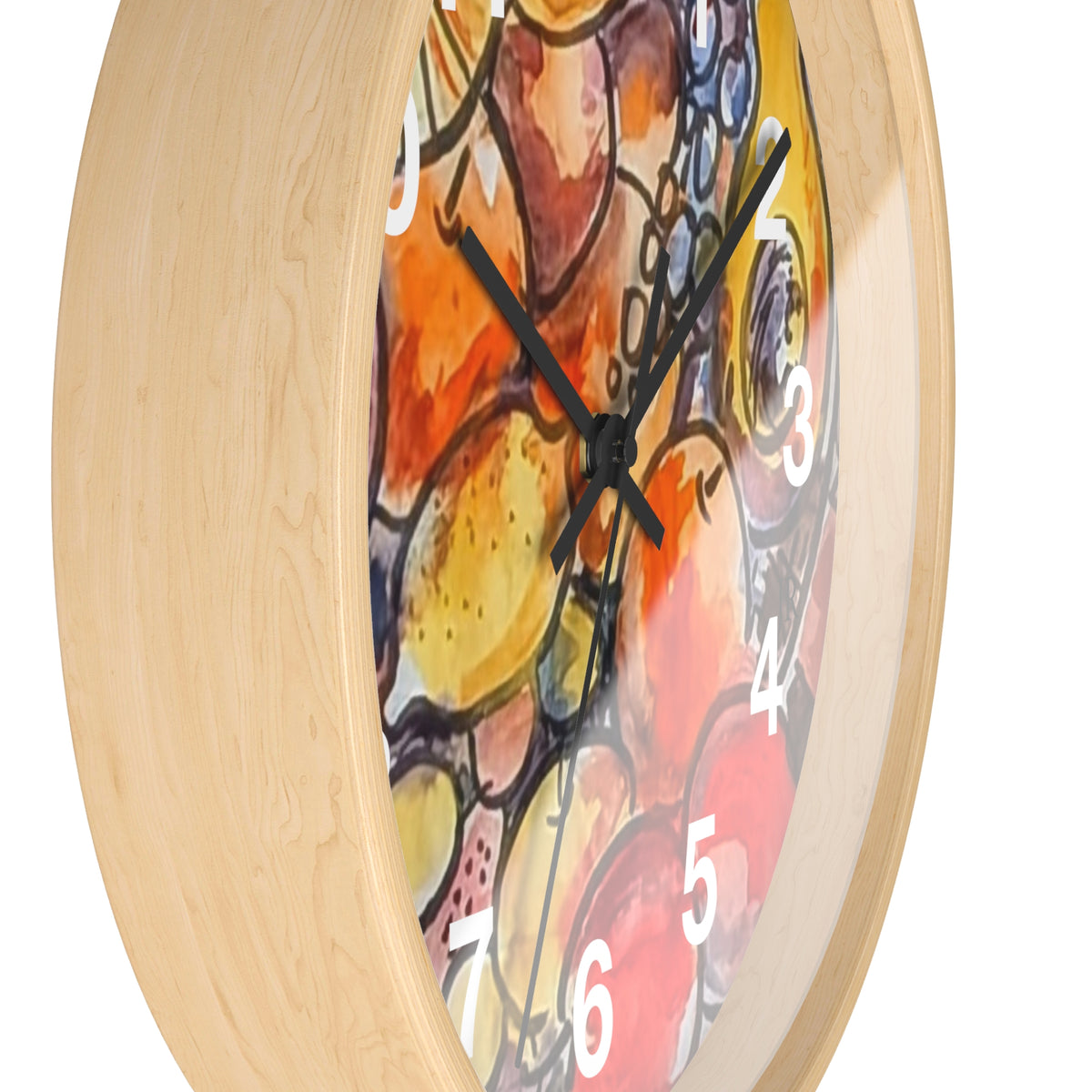 Fruit Watercolor Wall Clock  Bright Kitchen Decorative Clock