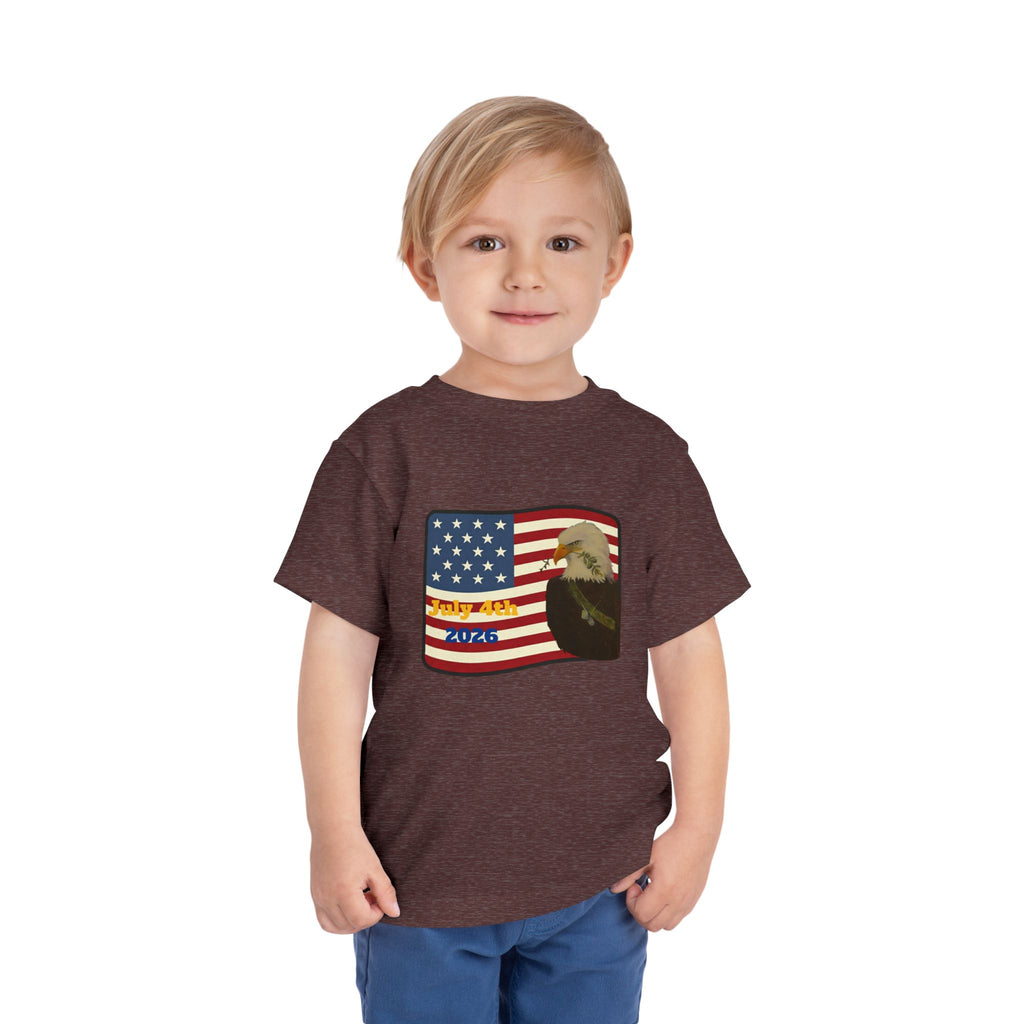 July 4th Toddler Tee —2T - 5T Patriotic Bald Eagle "USA 2026" Graphic