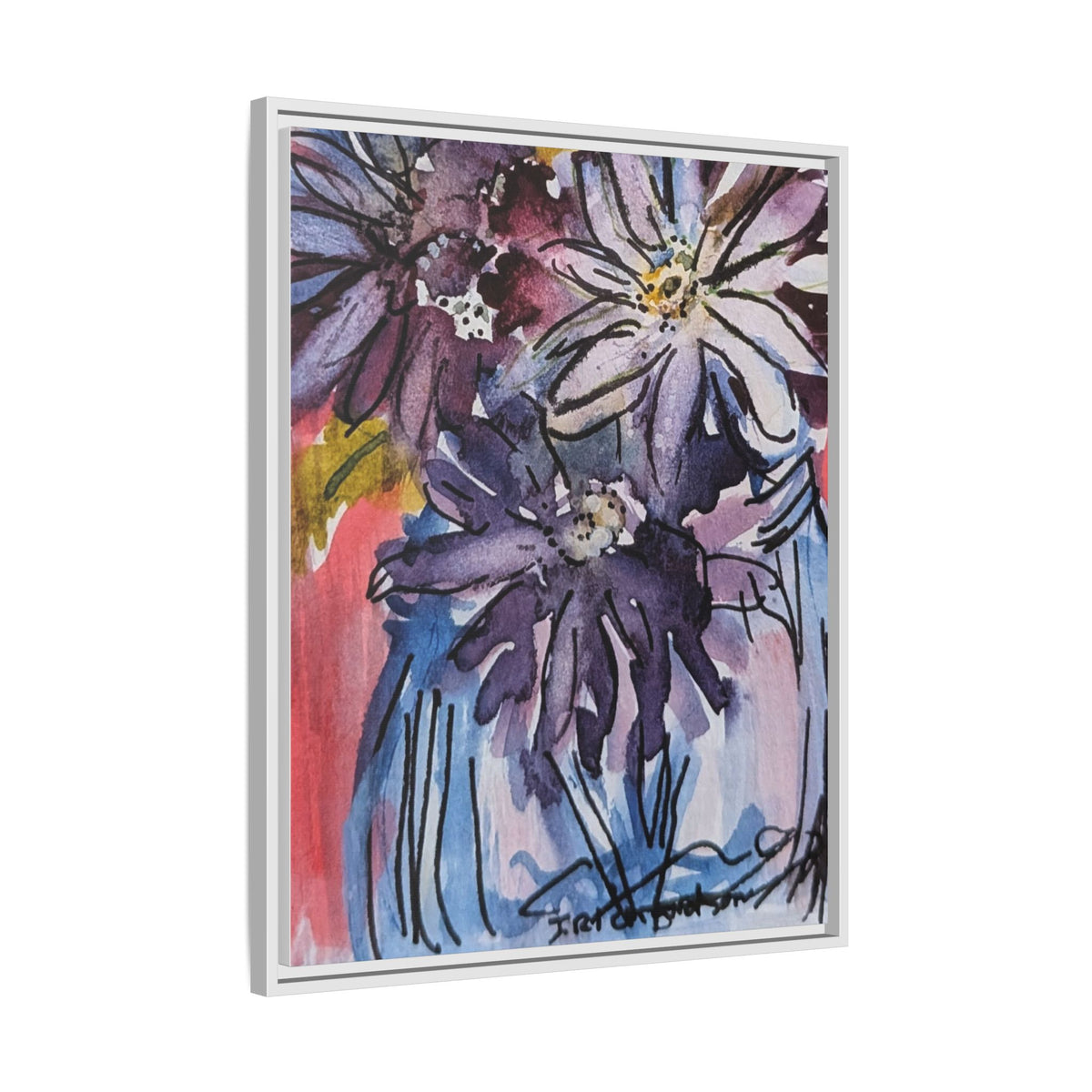 Dark Daisies Matte Canvas Framed | Floral Wall Art