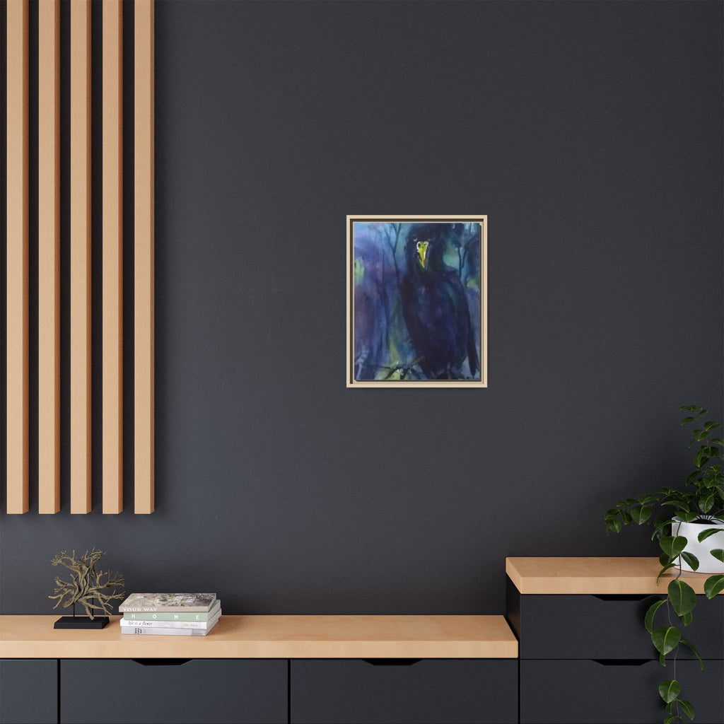 Framed Matte Canvas Print — Moody Black Raven Artwork