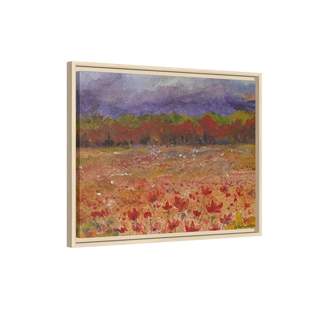 Framed Canvas Wall Art – Autumn Wildflower Meadow Landscape Painting