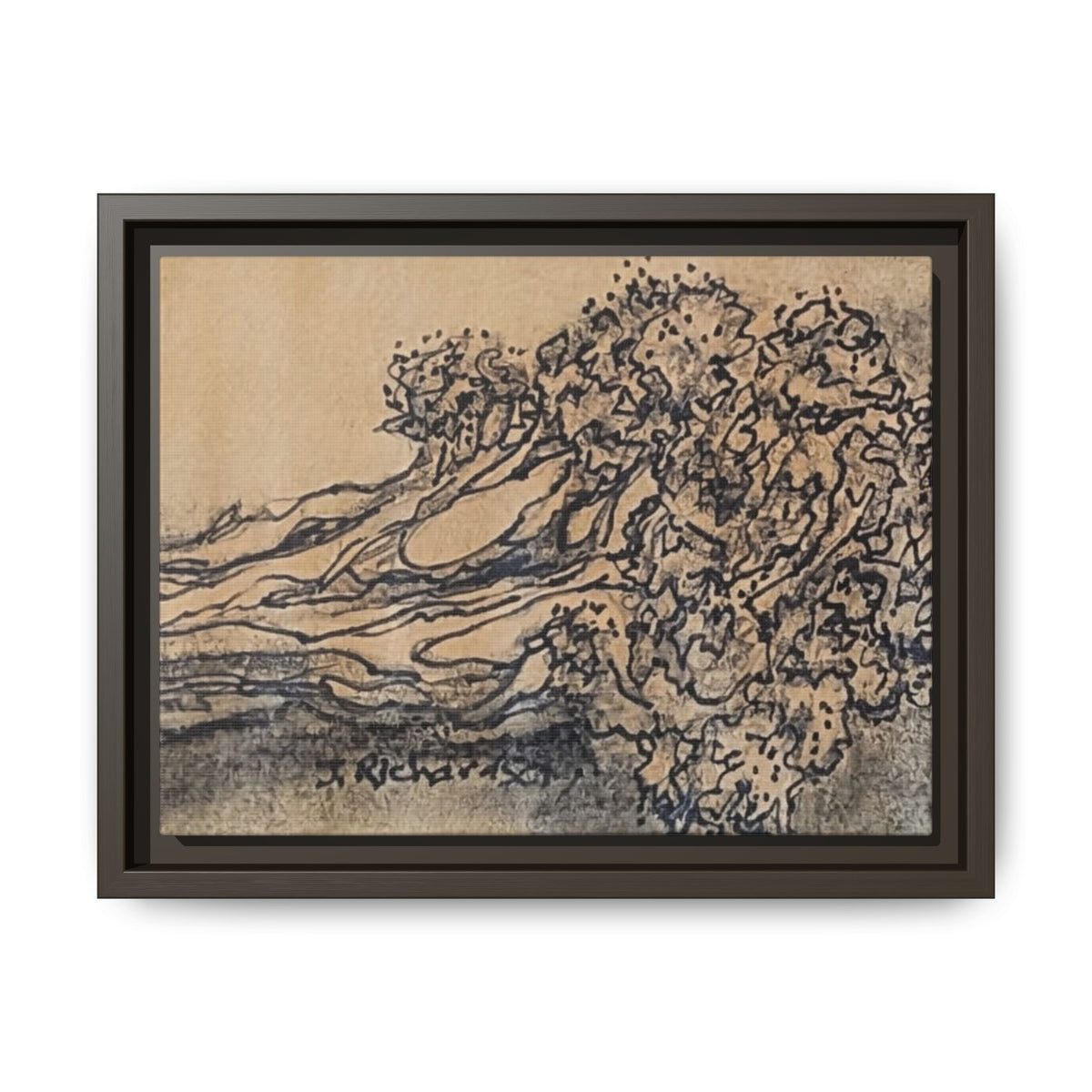 Matte Canvas Wall Art — "Broccoli" Pencil Sketch (Framed)