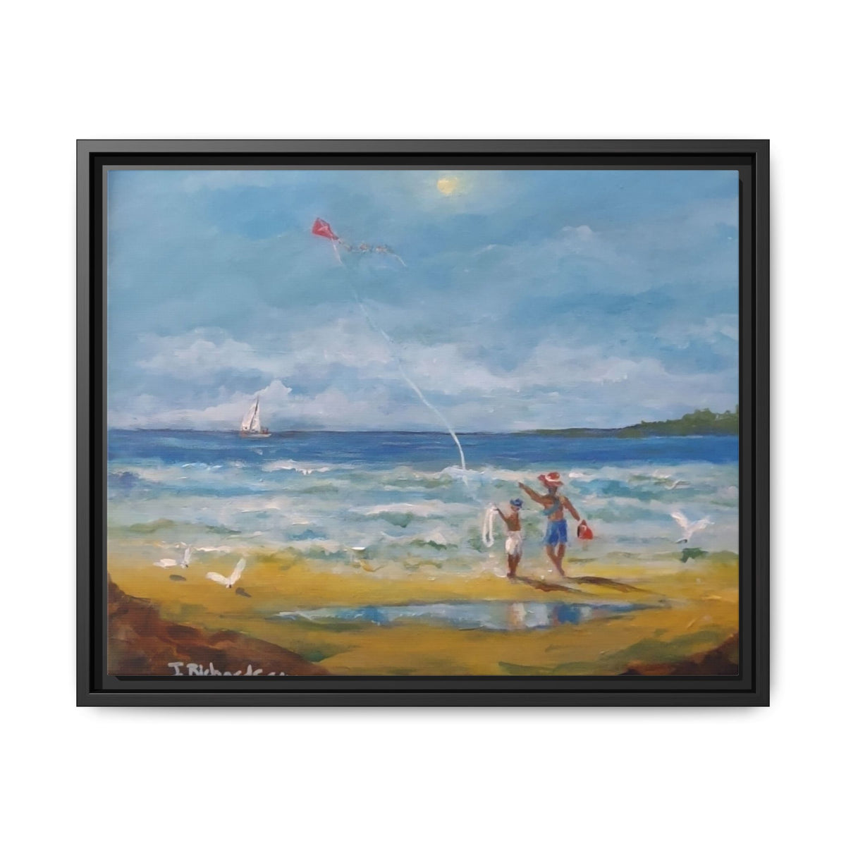 Red Kite Oceanside Framed Matte Canvas Wall Art