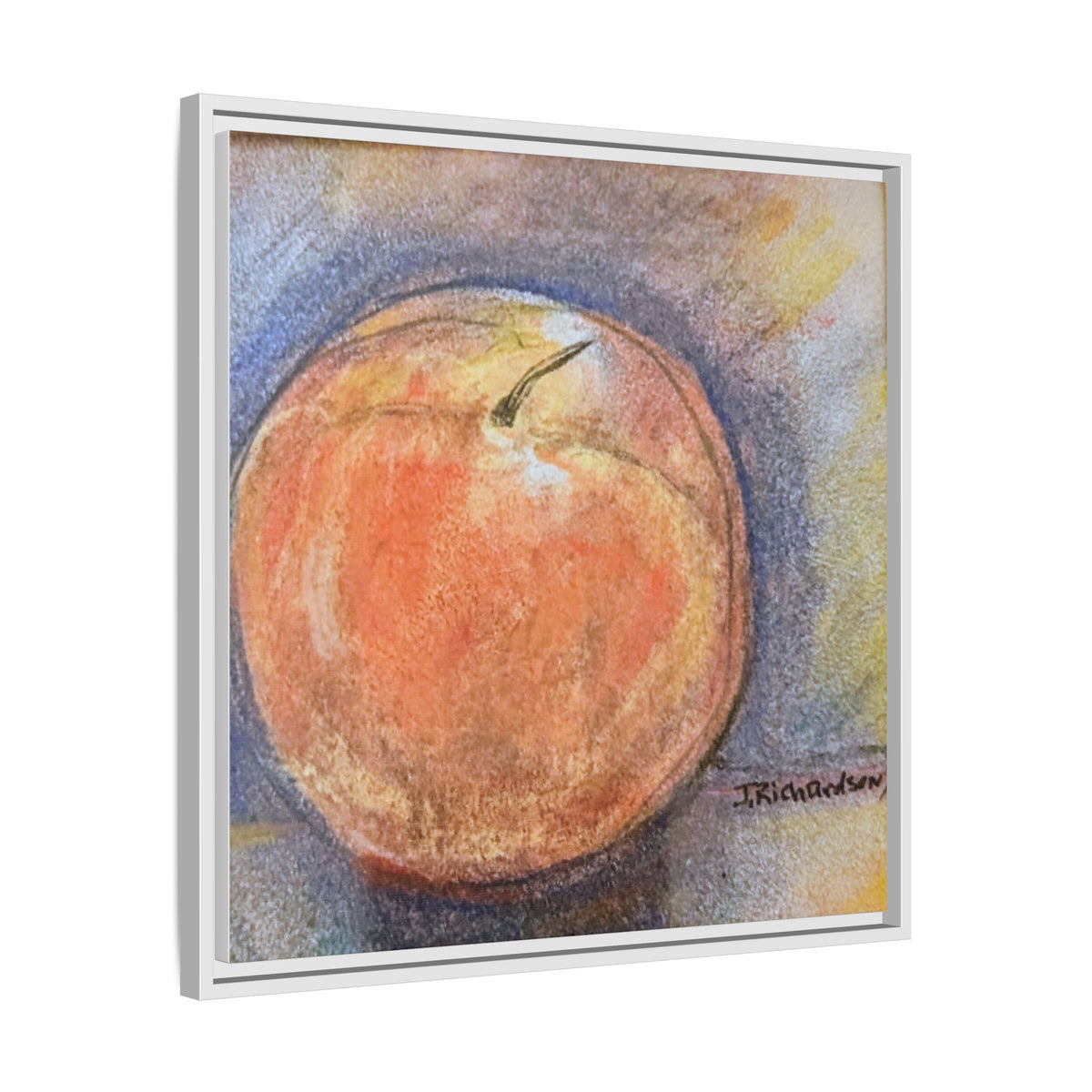 Peach Pastel Painting Framed Matte Canvas