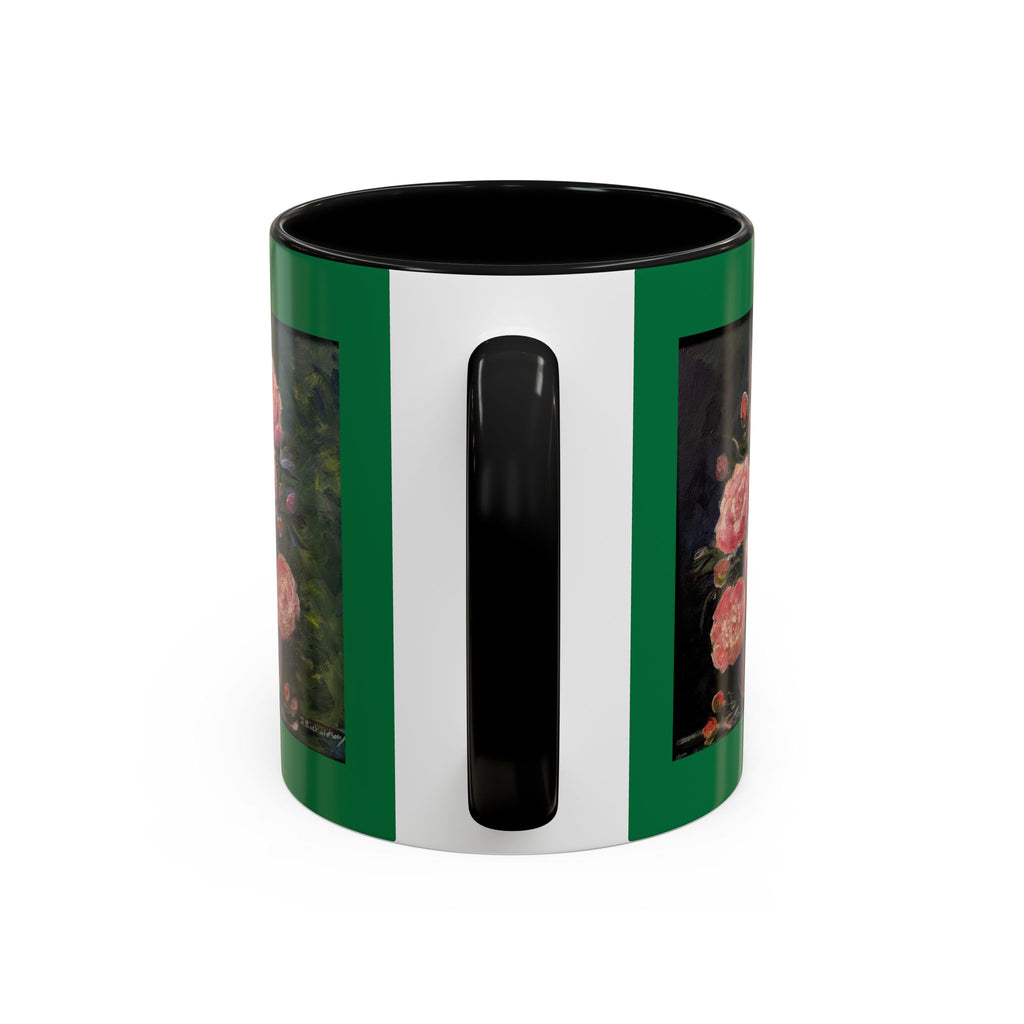 Pink Peony Bouquet Accent Coffee Mug — Floral Tea Cup for Garden Lovers
