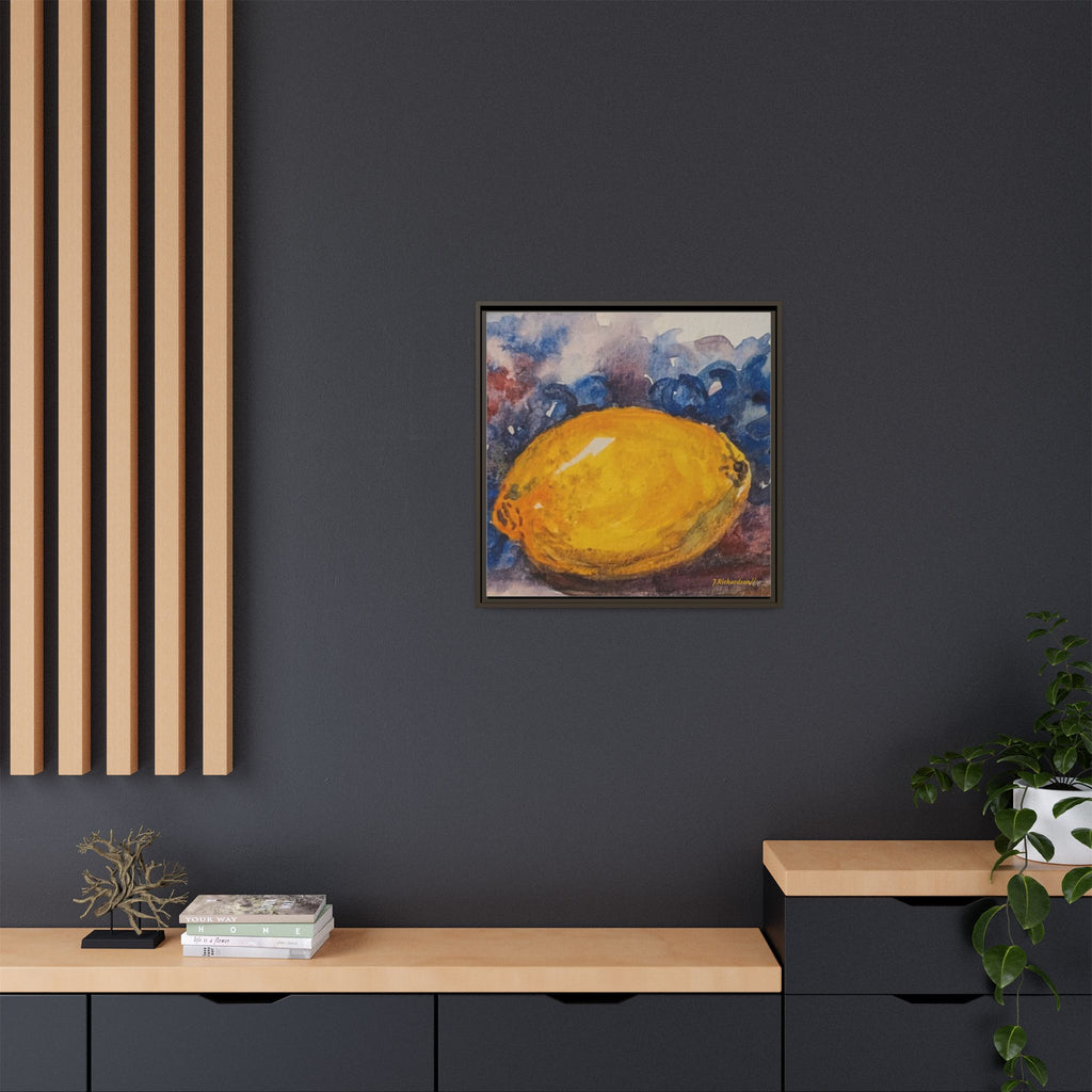 Lemon Grapes Pastel Painting Framed Matte Canvas
