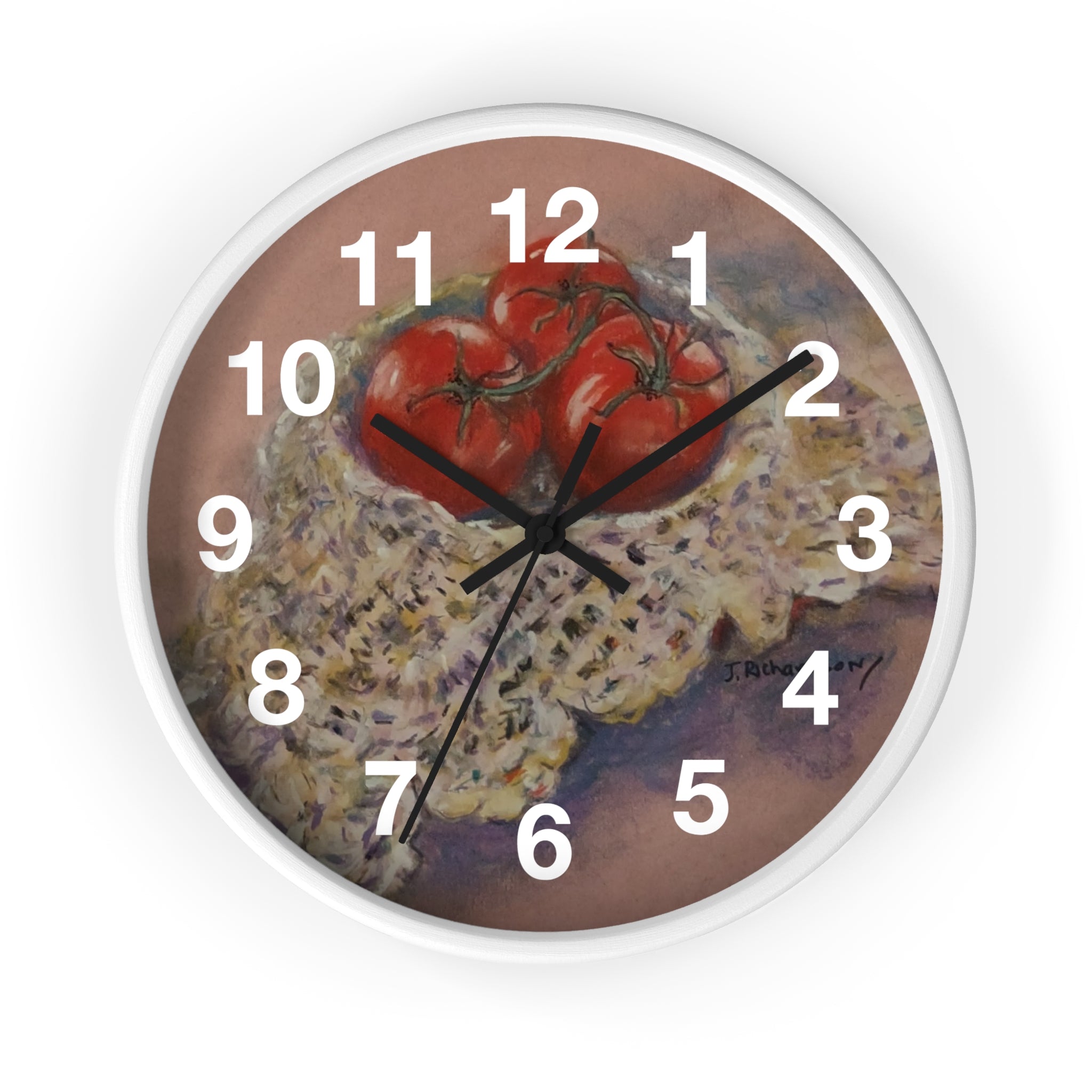 Tomato Still Life Wall Clock — Rustic Kitchen Art Clock