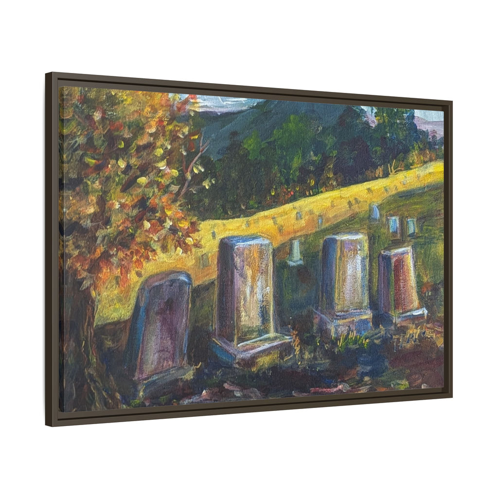 Framed Matte Canvas – Autumn Cemetery Landscape Art Print