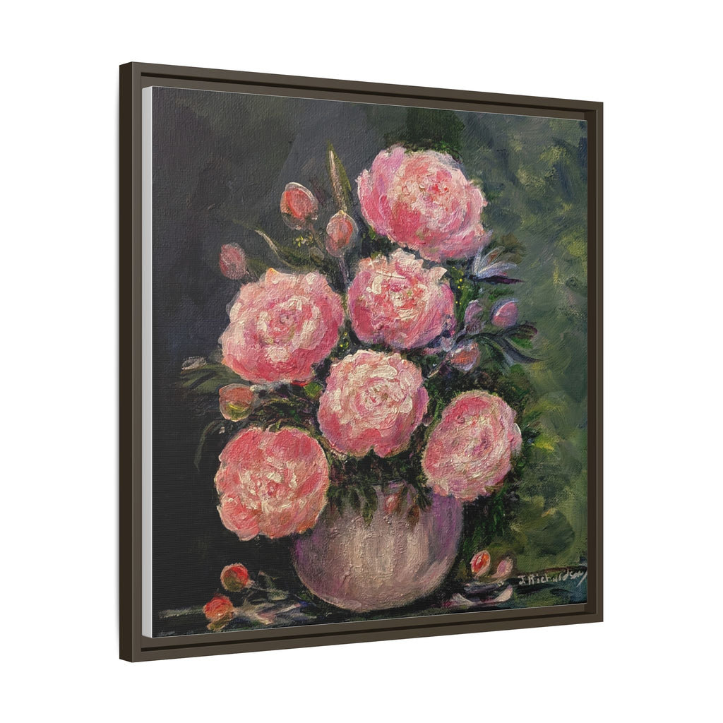 Pink Peony Bouquet Canvas Framed Wall Art | Matte Canvas, Framed