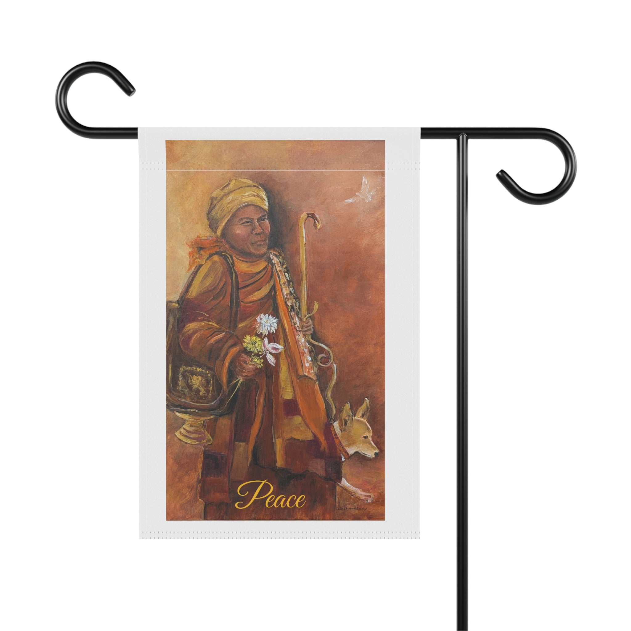 Peaceful Monk Garden Flag – Spiritual Art House Banner