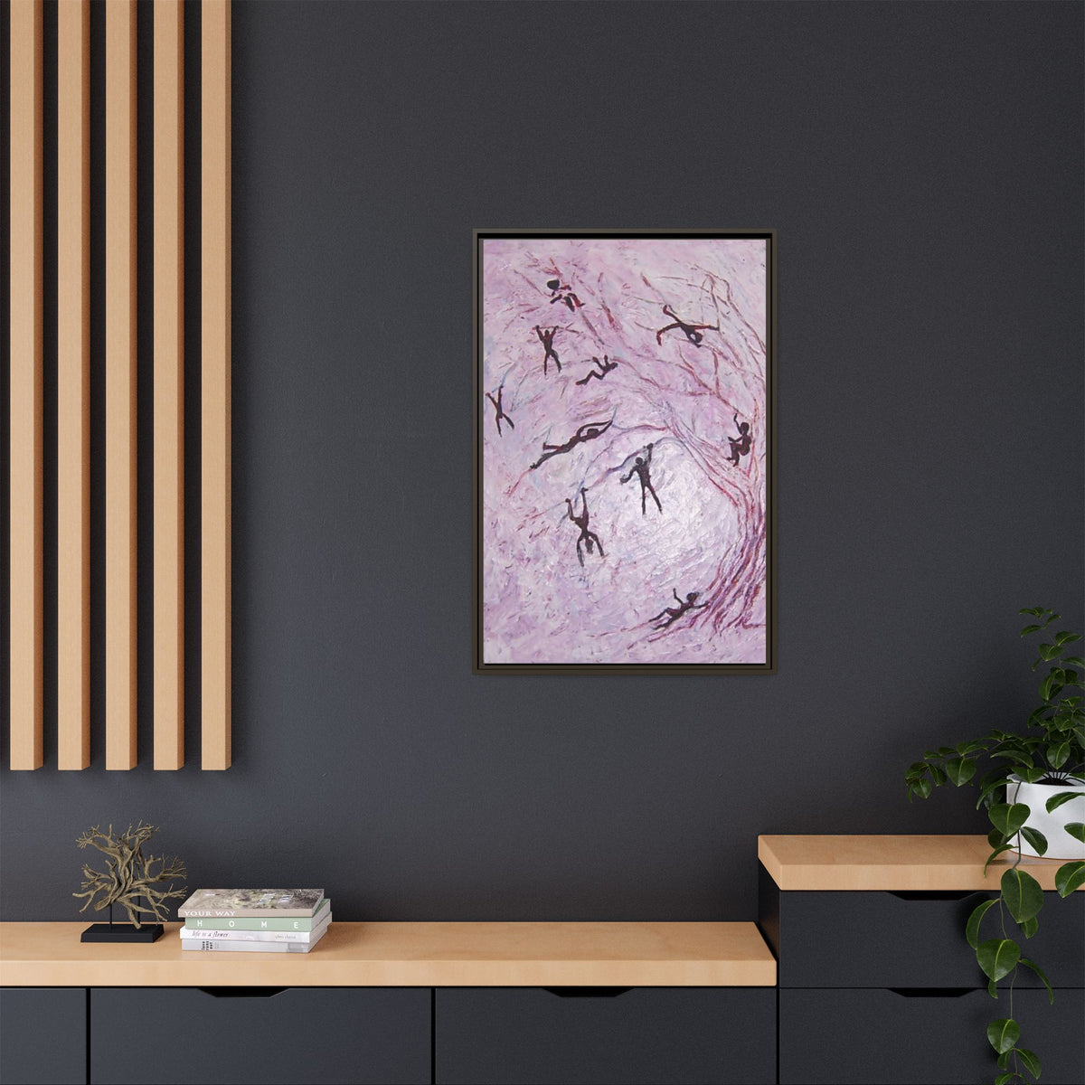 Abstract Falling Figures Matte Canvas Print (Framed)