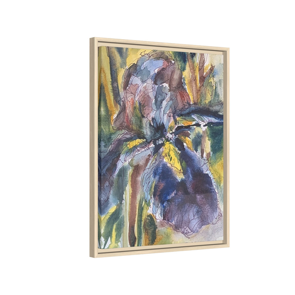 Framed Watercolor Iris Matte Canvas Wall Art