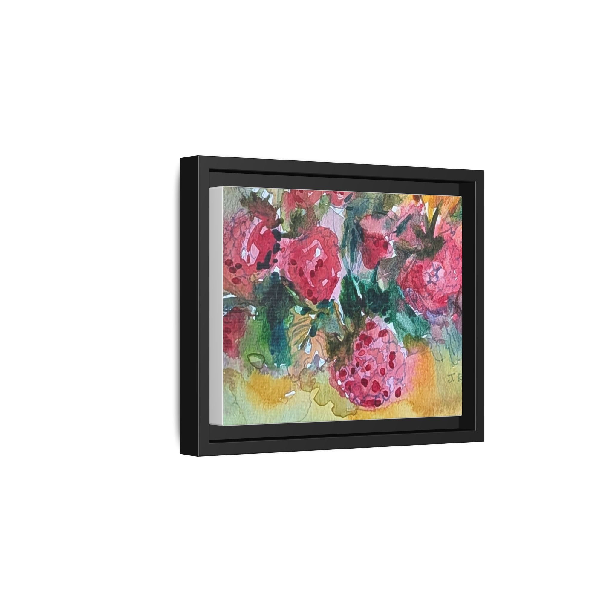 Raspberry Patch Still Life Framed Matte Canvas Print