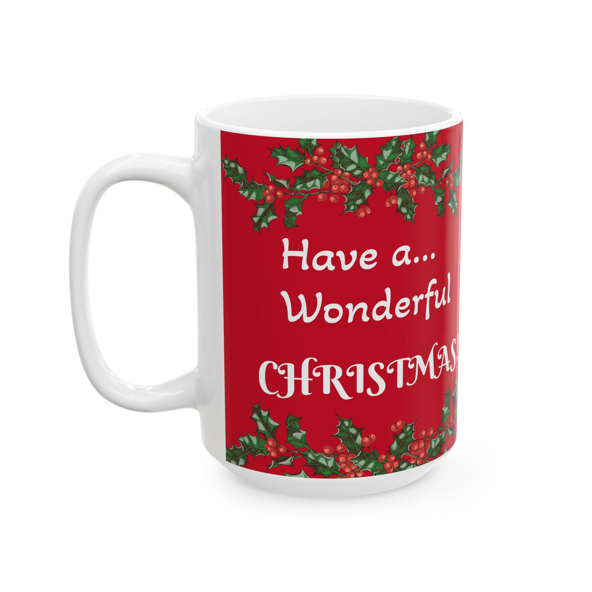 Highland Cow Christmas Mug — "Have a... Wonderful Christmas!" Festive Holiday Ceramic Coffee Cup (11oz/15oz)