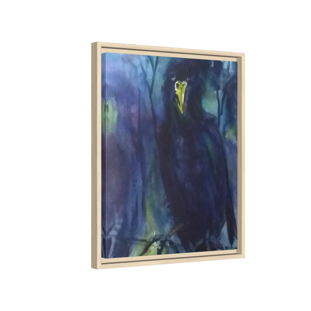 Framed Matte Canvas Print — Moody Black Raven Artwork
