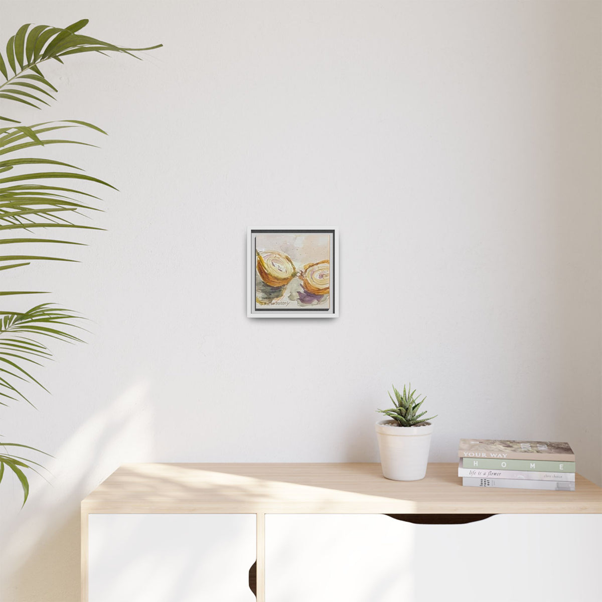 Onion Cut Watercolor Canvas Framed Wall Art | Matte Canvas, Framed