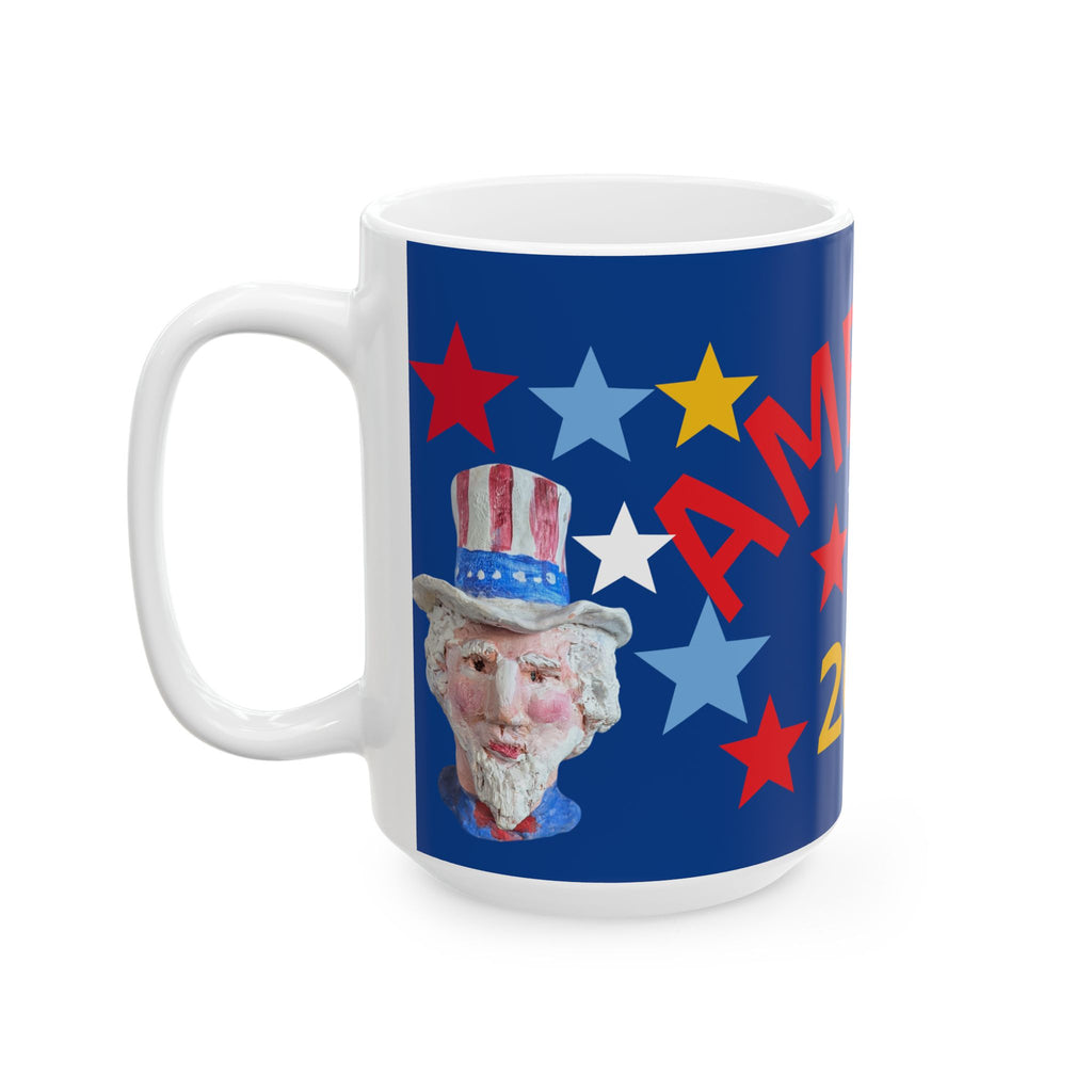 Patriotic Ceramic Mug — Patriotic Red, White & Blue Stars Coffee Cup