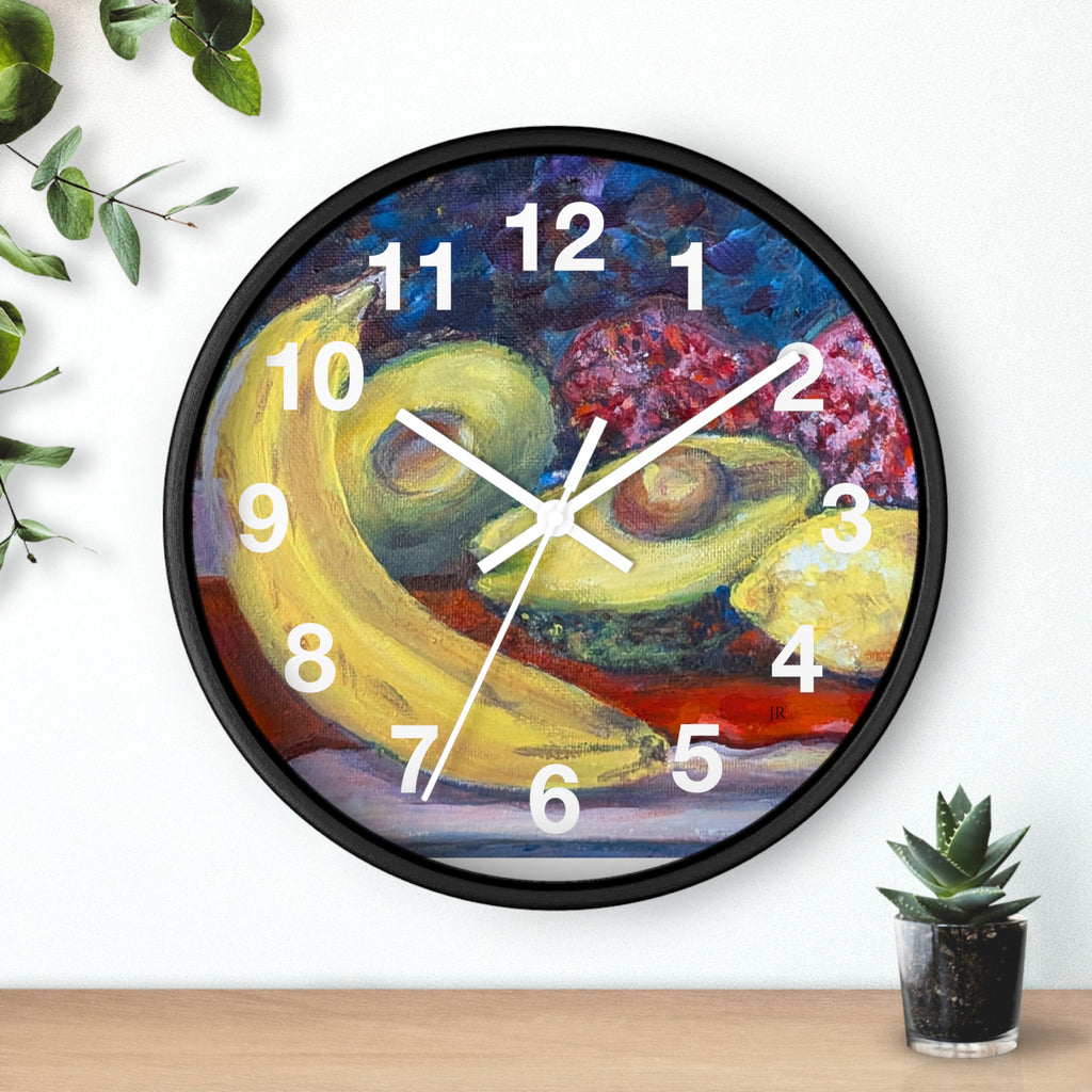 Fruit Still Life Wall Clock — Colorful Fruit Art Home Decor