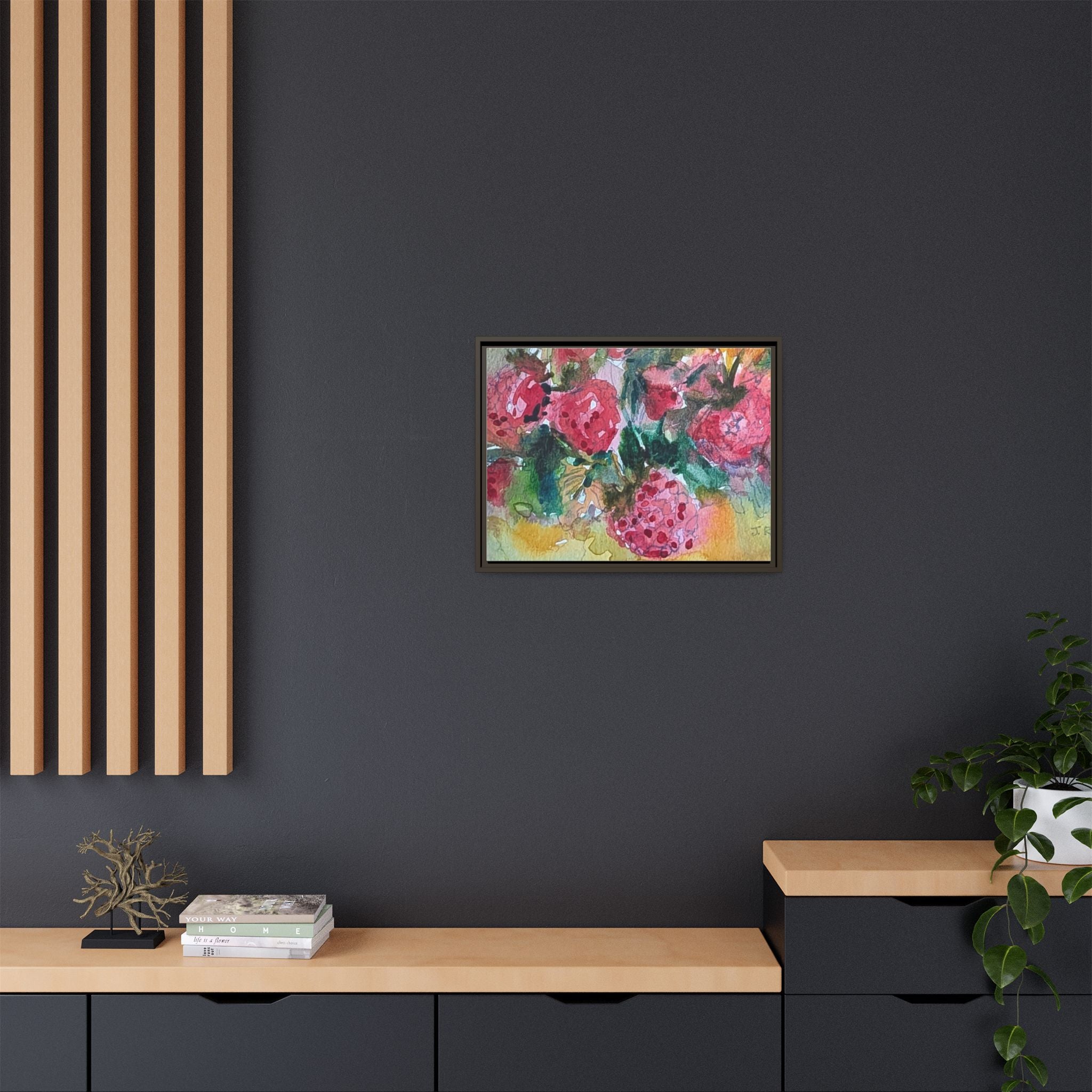 Raspberry Patch Still Life Framed Matte Canvas Print
