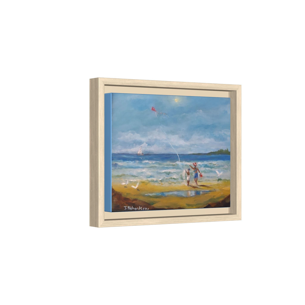 Kite on shore Framed Matte Canvas Wall Art