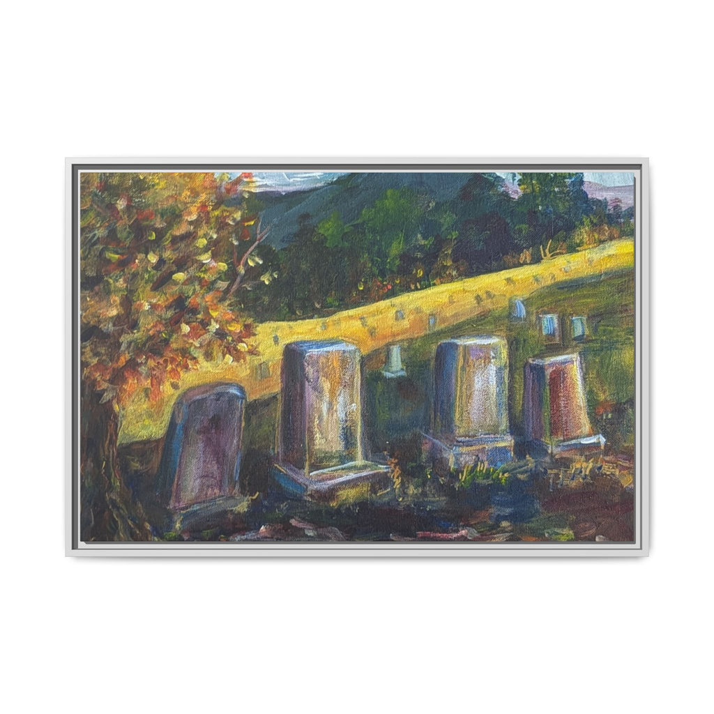 Framed Matte Canvas – Autumn Cemetery Landscape Art Print