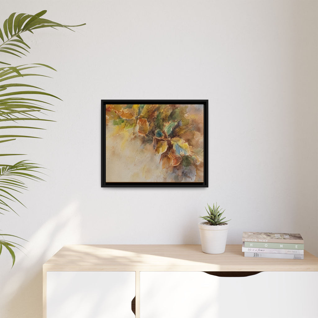 Framed  Autumn Leaves Matte Canvas Watercolor