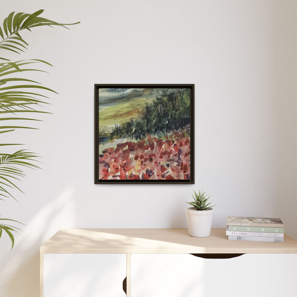 Framed Poppies landscape Matte Canvas,   Multi-color frames)