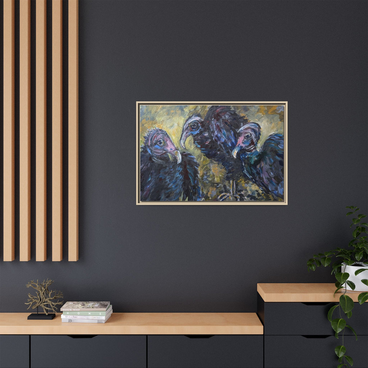 Three Vultures Painting Matte Canvas
