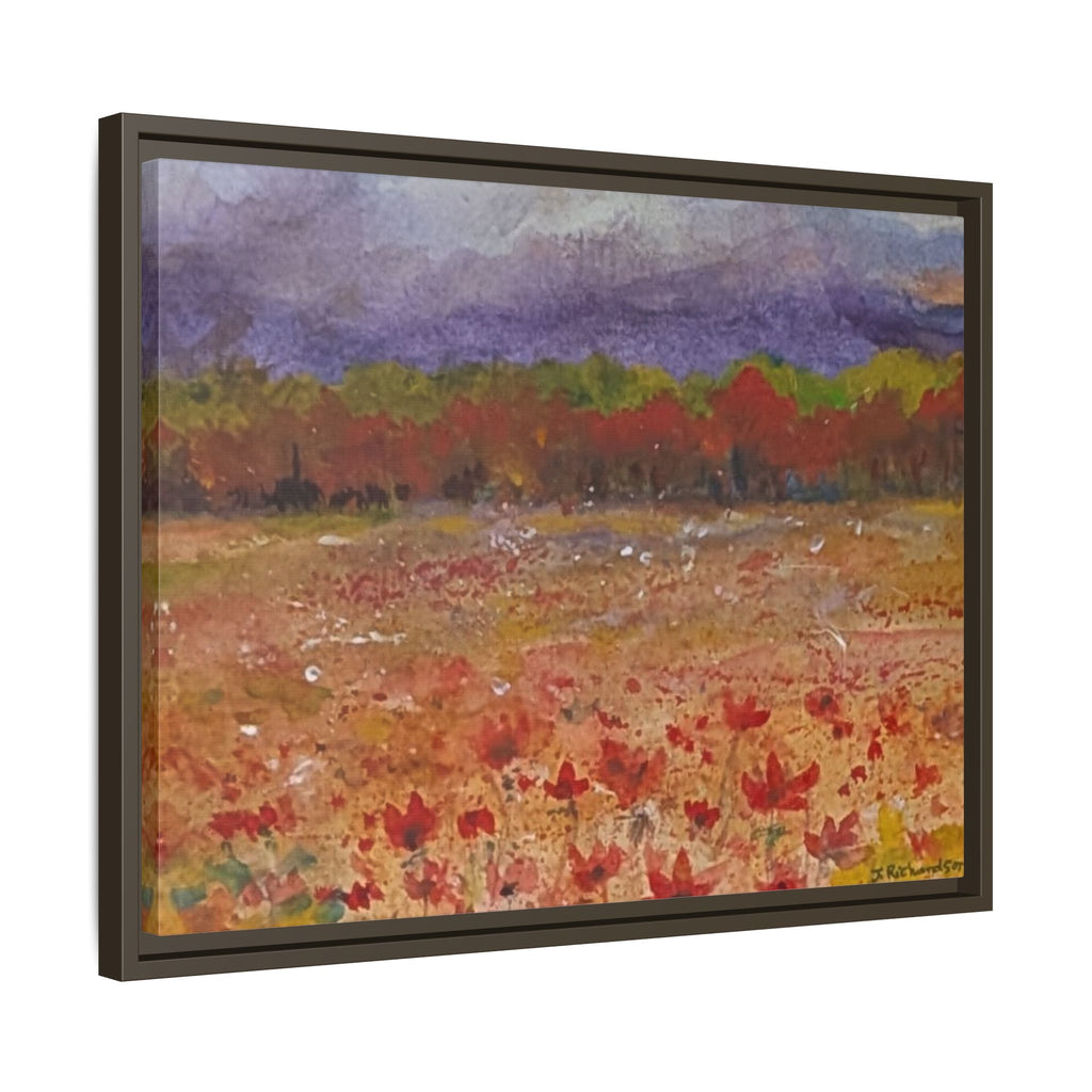 Framed Canvas Wall Art – Autumn Wildflower Meadow Landscape Painting