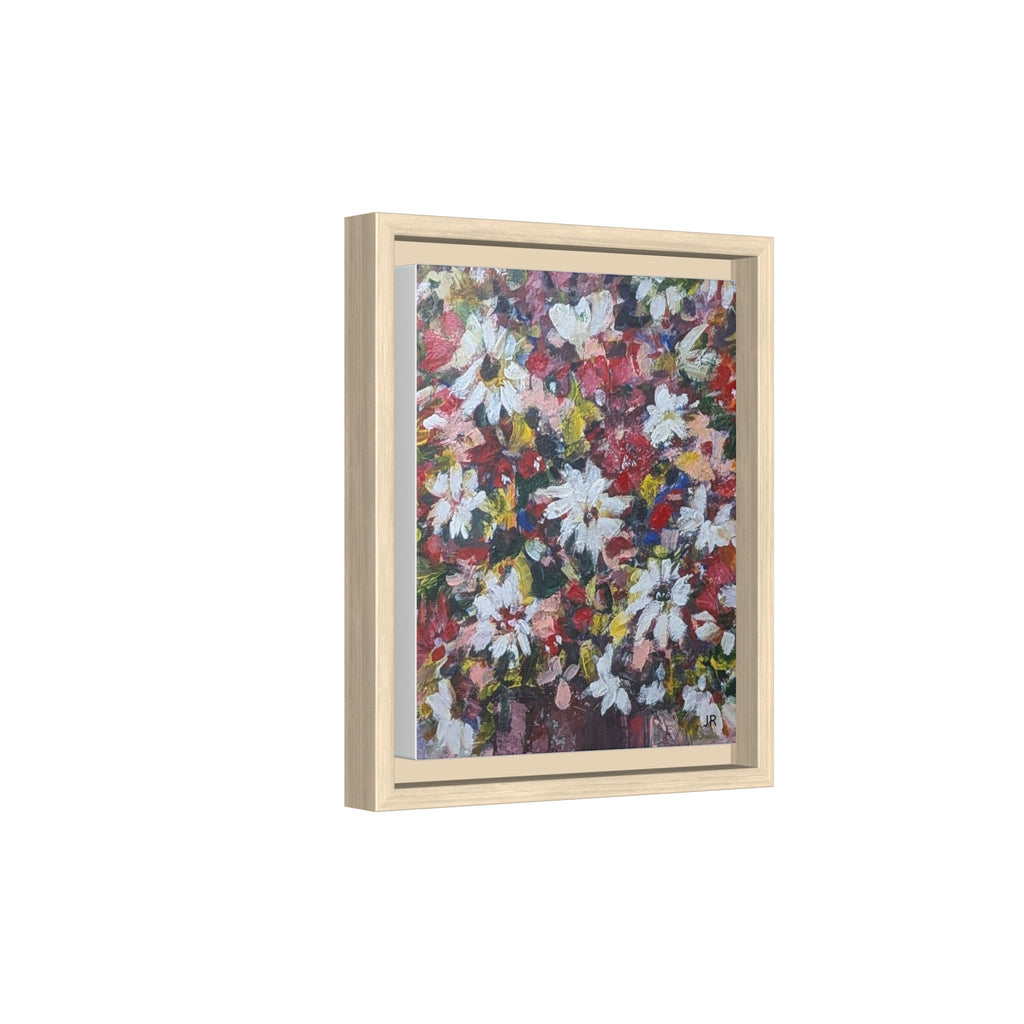 Daisies Floral Painting Matte Canvas Framed | Flower Art Wall Decor
