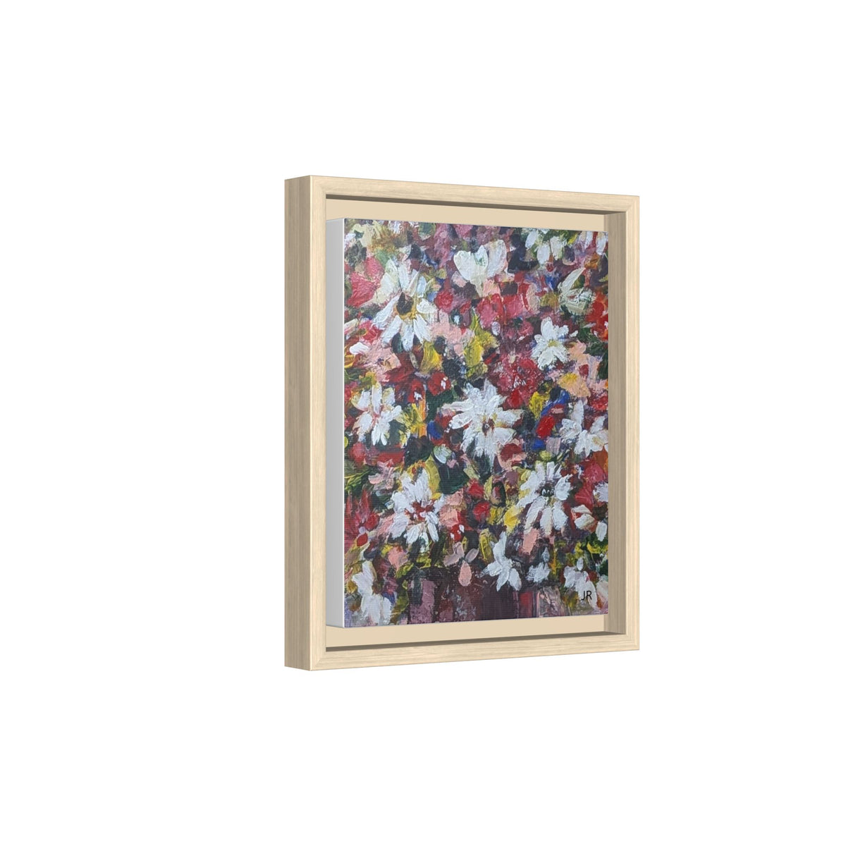 Daisies Floral Painting Matte Canvas Framed | Flower Art Wall Decor