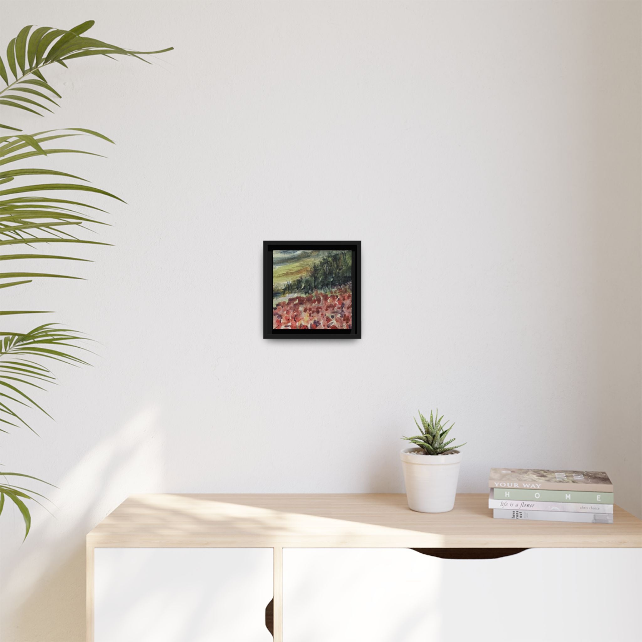Framed Poppies landscape Matte Canvas,   Multi-color frames)