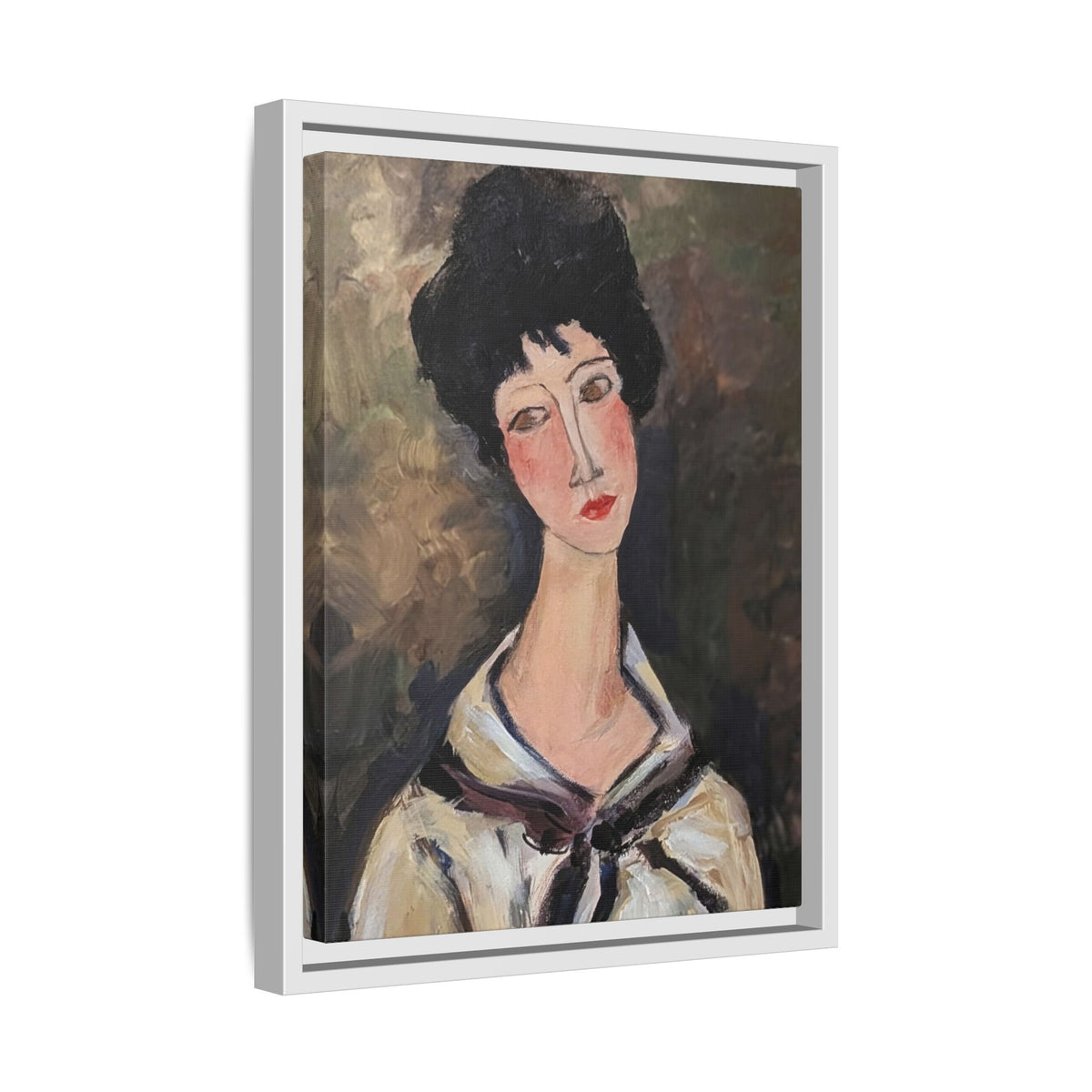 Framed Matte Canvas Print – Modigliani‑Style Portrait Art