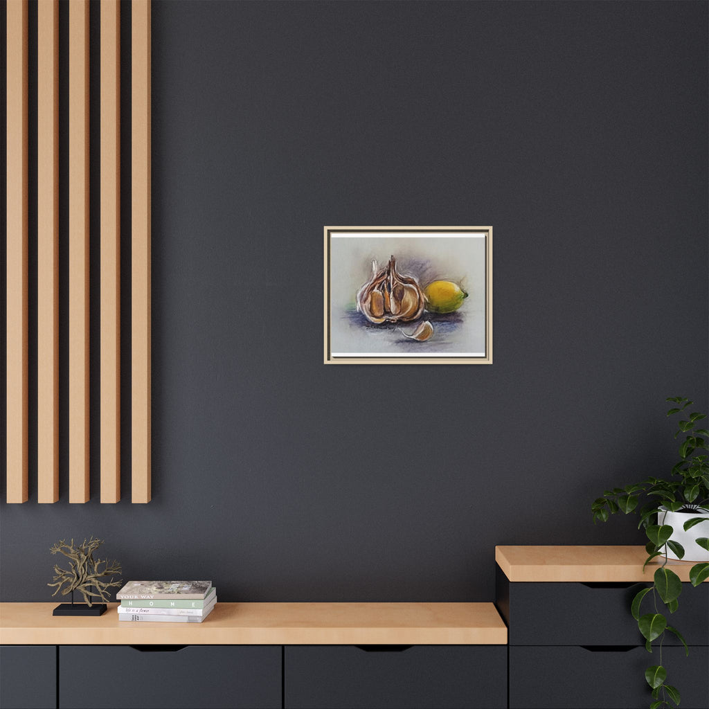 Garlic and Lemon Still Life Matte Canvas (Framed)